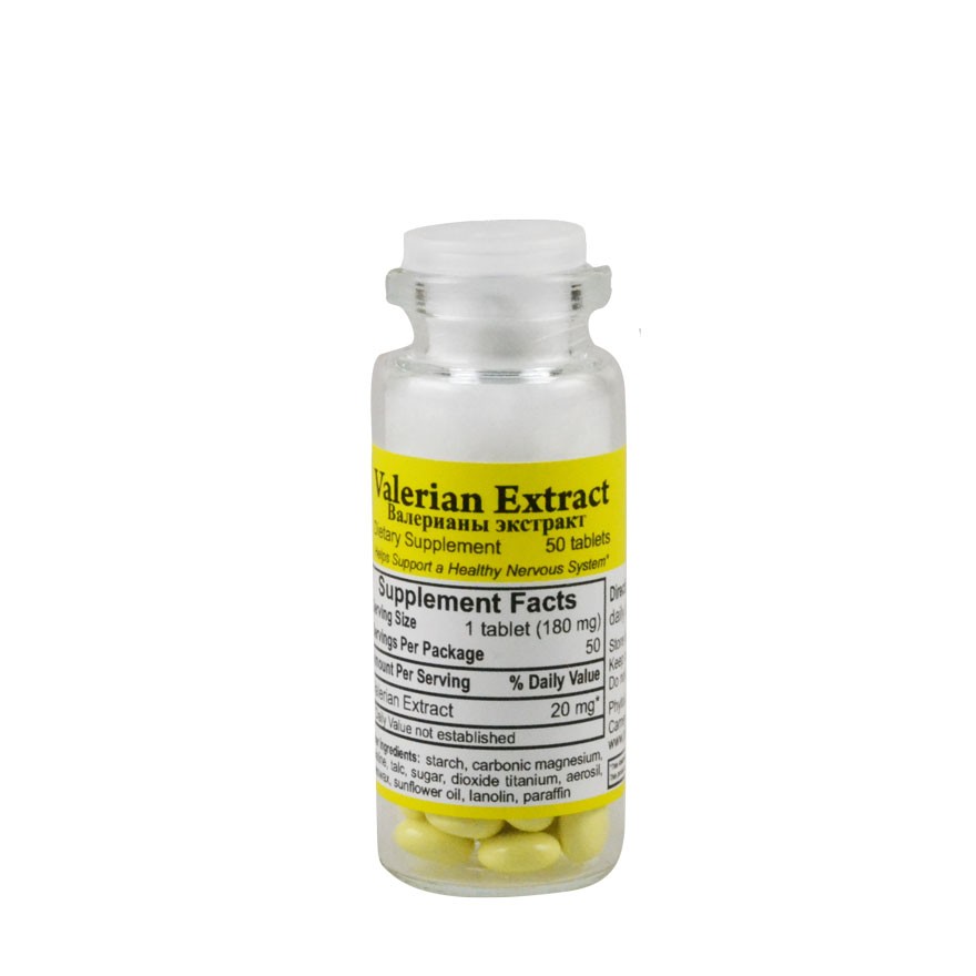 Valerian Extract Tablets in Bottles Valerian Extract Tablets in Bottles